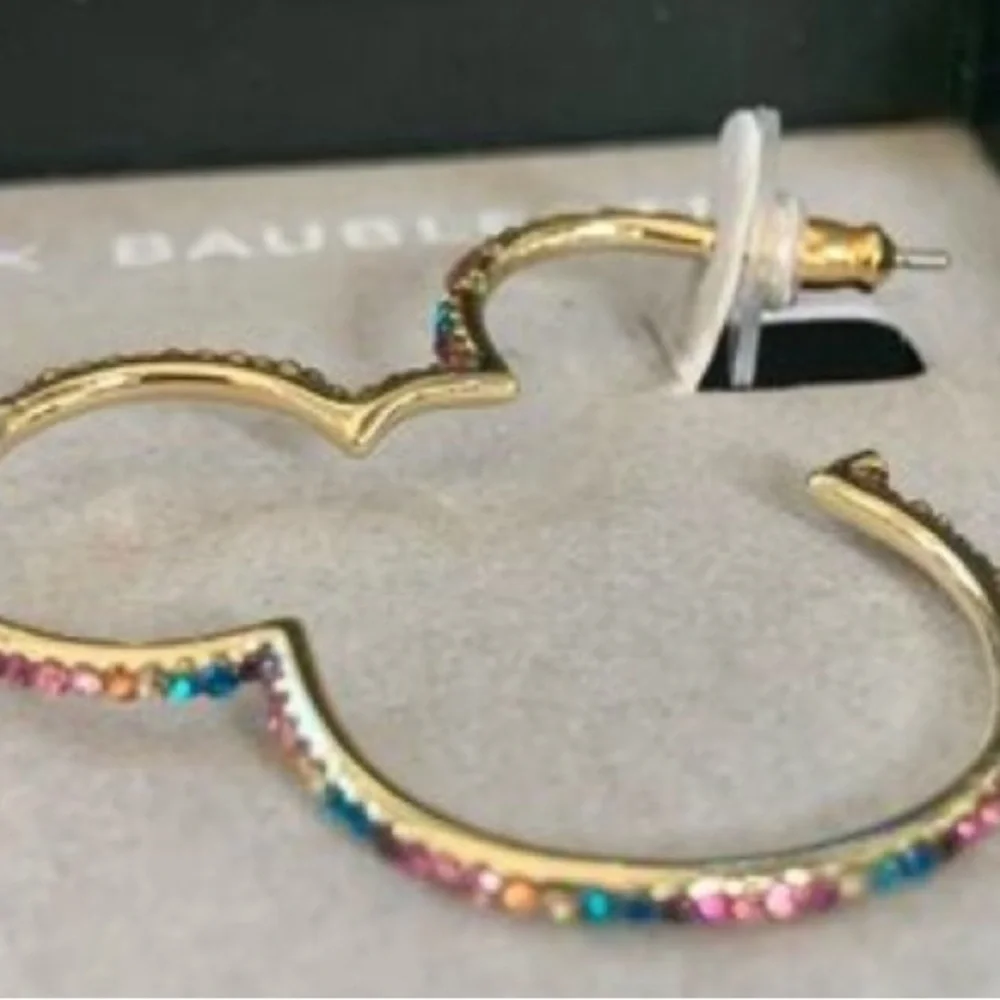 Disney x Baublebar Mickey Mouse Outline Multi Color Rhinestone Earrings NIB!